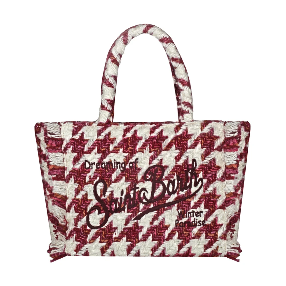 MC2 Saint Barth Gebreide tas met franjes en geborduurd logo Multicolor Dames