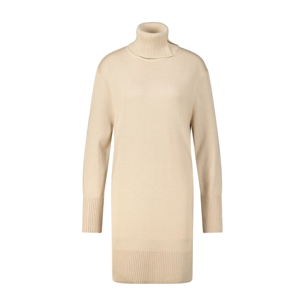 Hugo Boss Moderne Rolkraag Gebreide Jurk Beige Dames