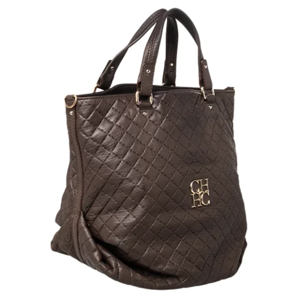 Carolina Herrera Pre-owned Leather totes Brown Dames