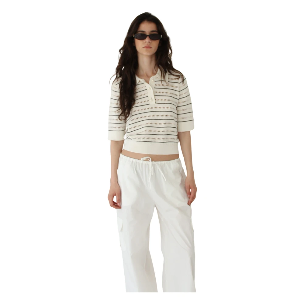 Designers Remix Taliana Gestreepte Polo Tee Beige Dames