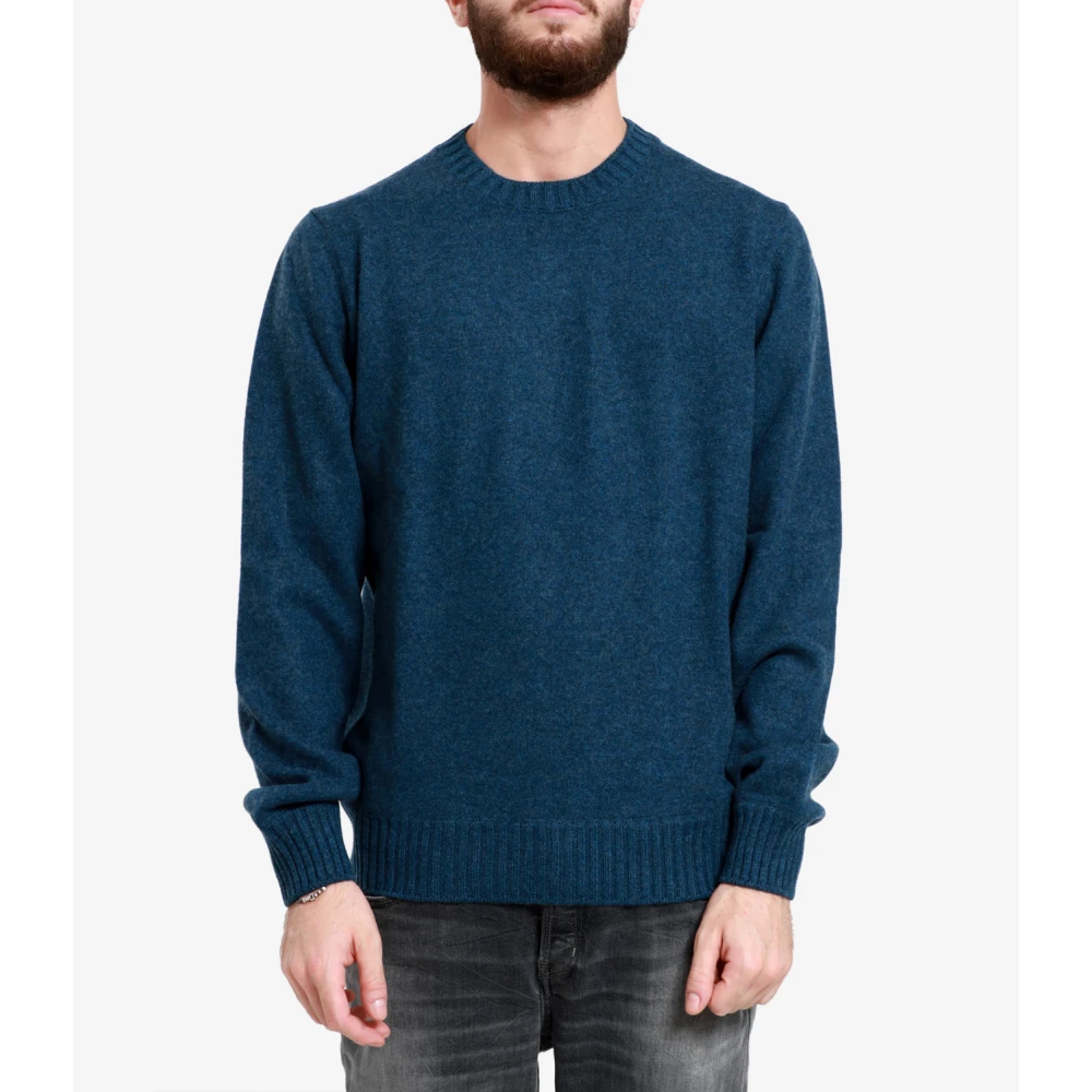 Gran Sasso Blauwe Cashmere Crew Neck Sweater Blue Heren