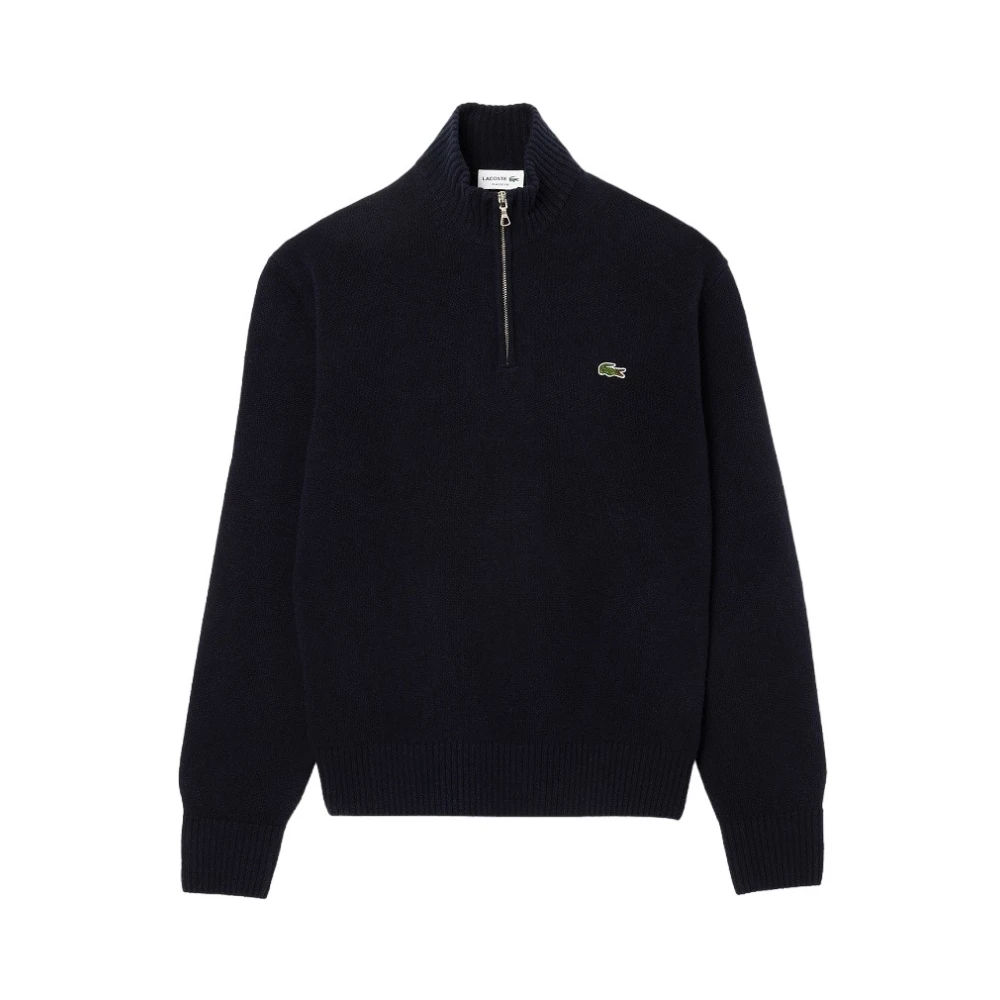 Lacoste Blauwe Wol Zip-Up Sweatshirt Aw24 Black Heren