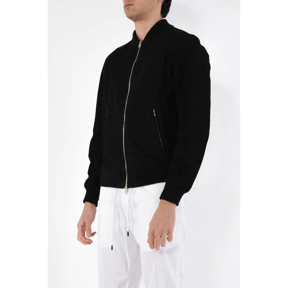 Dfour Slim Fit Leren Bomberjack Black Heren
