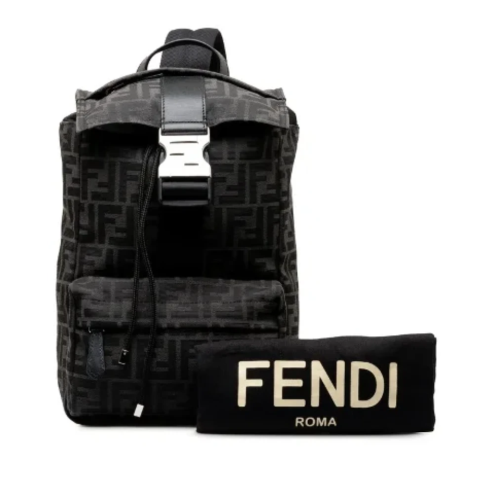 Fendi Vintage Pre-owned Canvas backpacks Black Dames