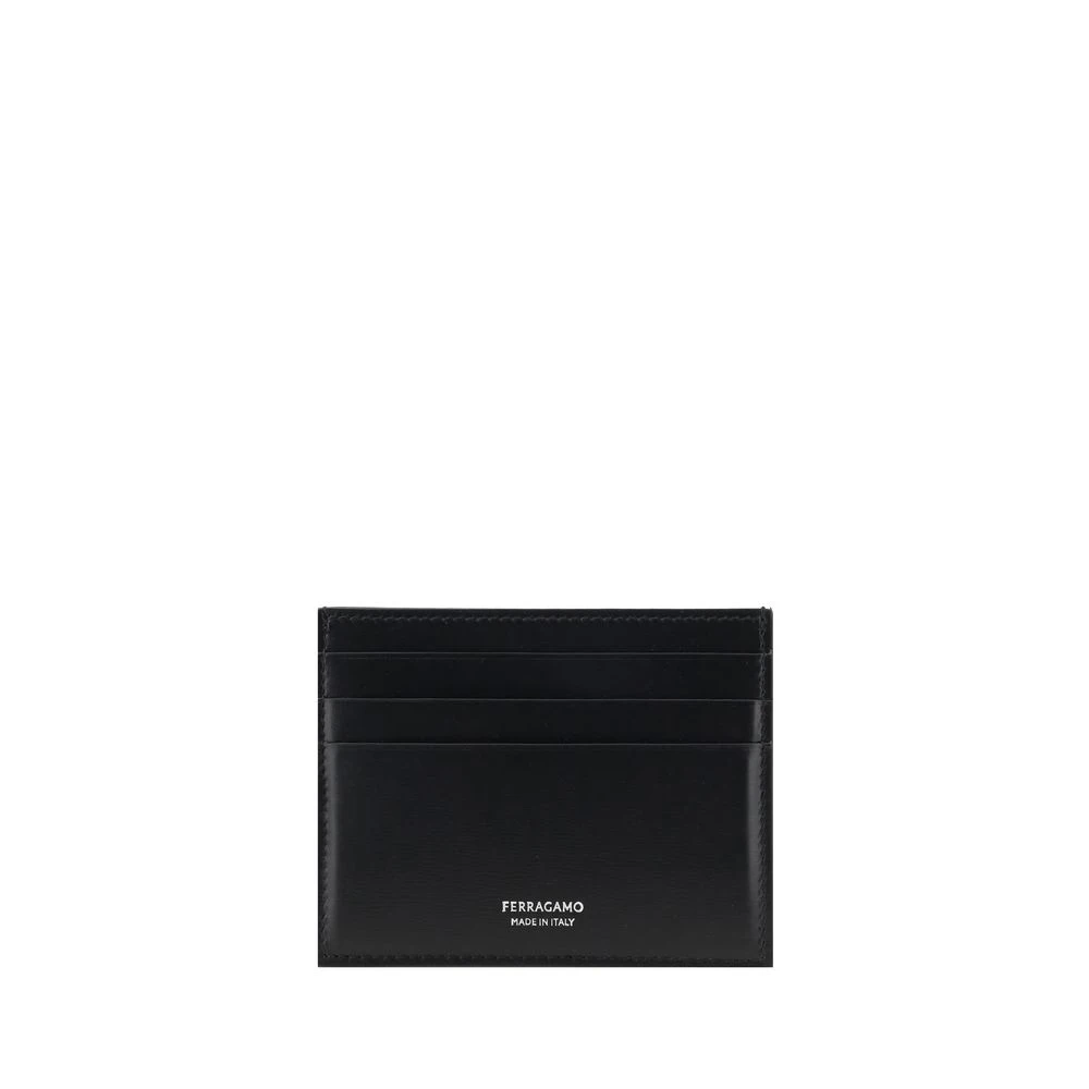 Ferragamo Men's Black Wallets & Cardholders, One Size, Leather Card Holder