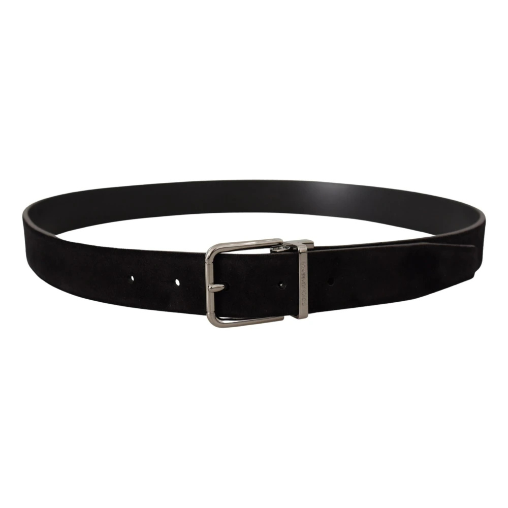 Dolce & Gabbana Elegante zwarte leren riem met lint Black Heren