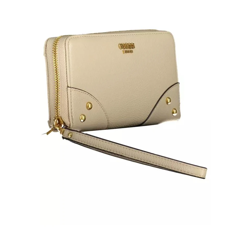 Guess Chique Beige Portemonnee met Rits en Contrasterende Accenten Beige Dames