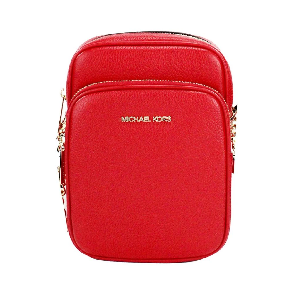 Michael Kors Women's Red Pebbled Leather Chain Crossbody Bag