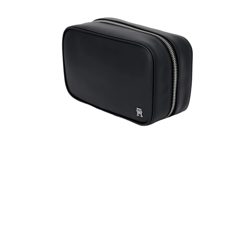Tommy Hilfiger Zwarte Leren Heren Rits Tas Black Heren