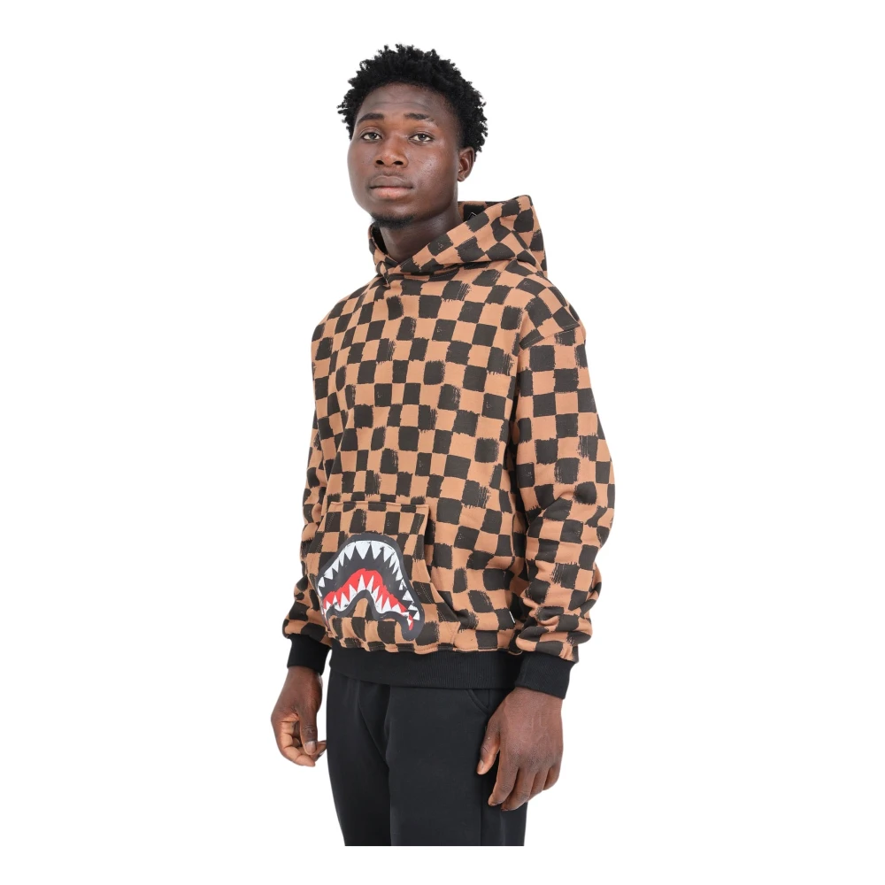 Sprayground Bruine haaienprint hoodie voor mannen Brown Heren