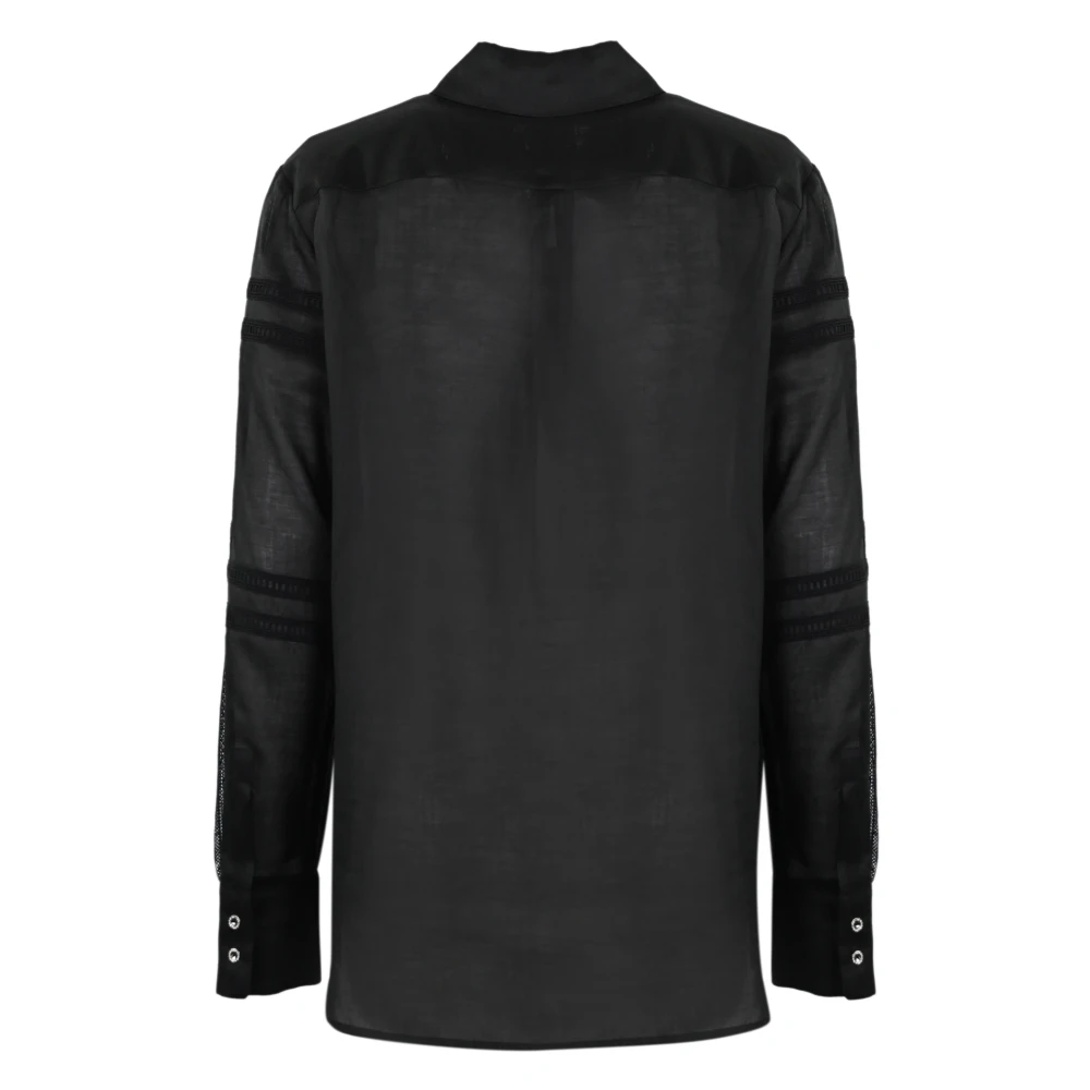 Max Mara Studio Zwarte Ramie Overhemd met Mannelijk Design Black Dames
