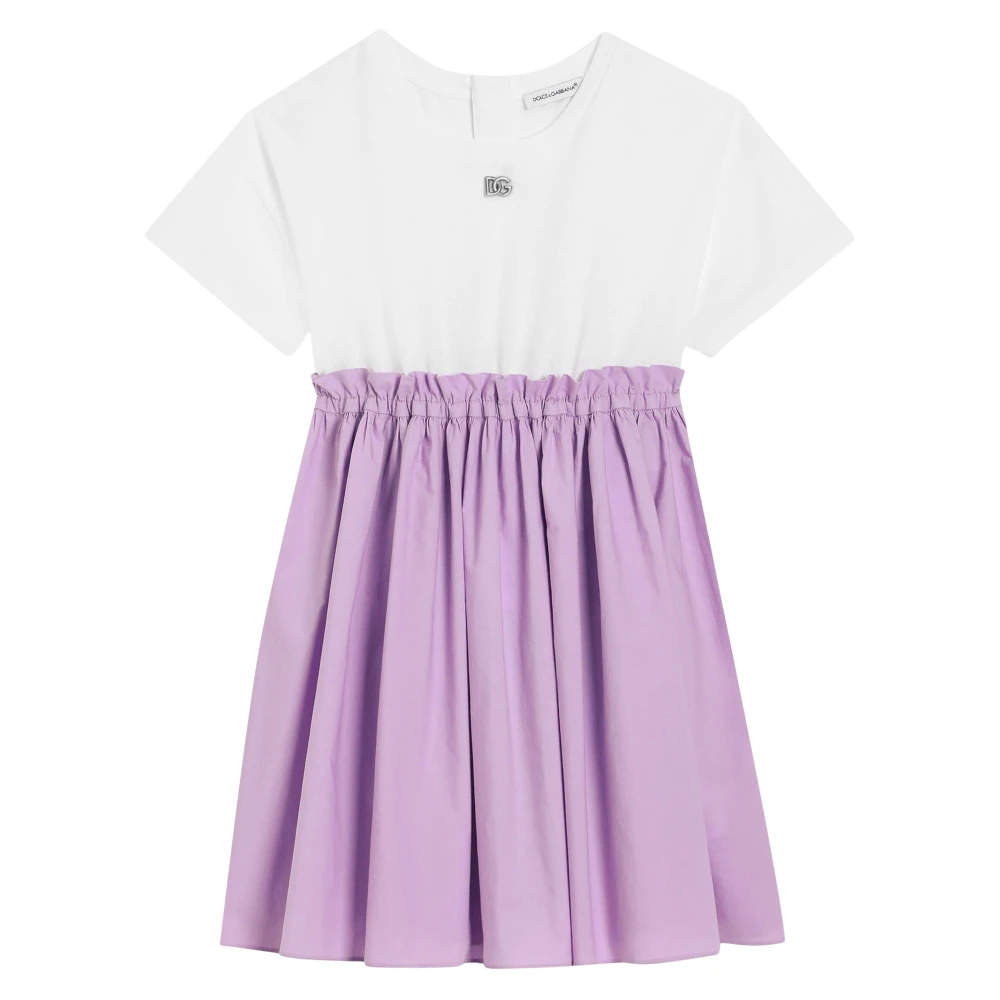 Dolce & Gabbana Multicolor Dresses, Female, 12 Y, Jersey And Cotton Logo Dress