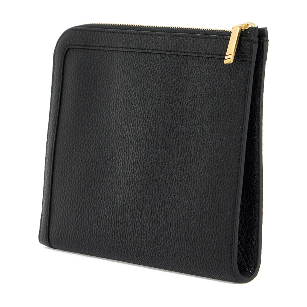 Thom Browne Leren etui met driekleurig lint Black Heren
