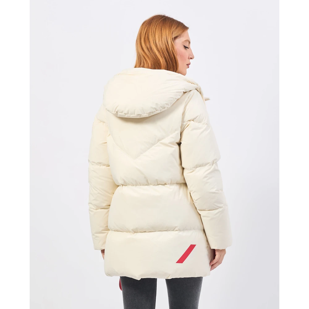 Afterlabel Witte Stretch Nylon Puffer Jas White Dames