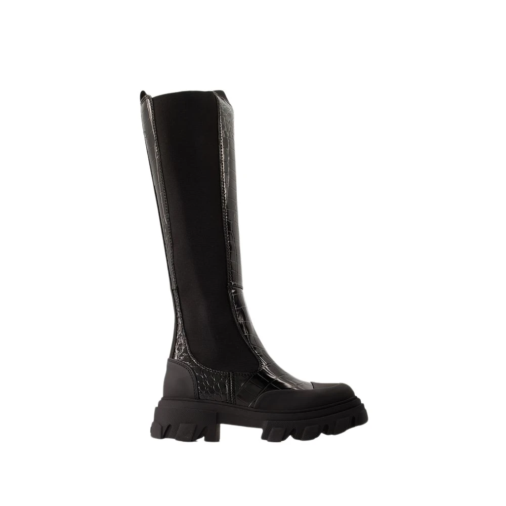 Ganni Svarta Chelsea-boots med klackar Black, Dam