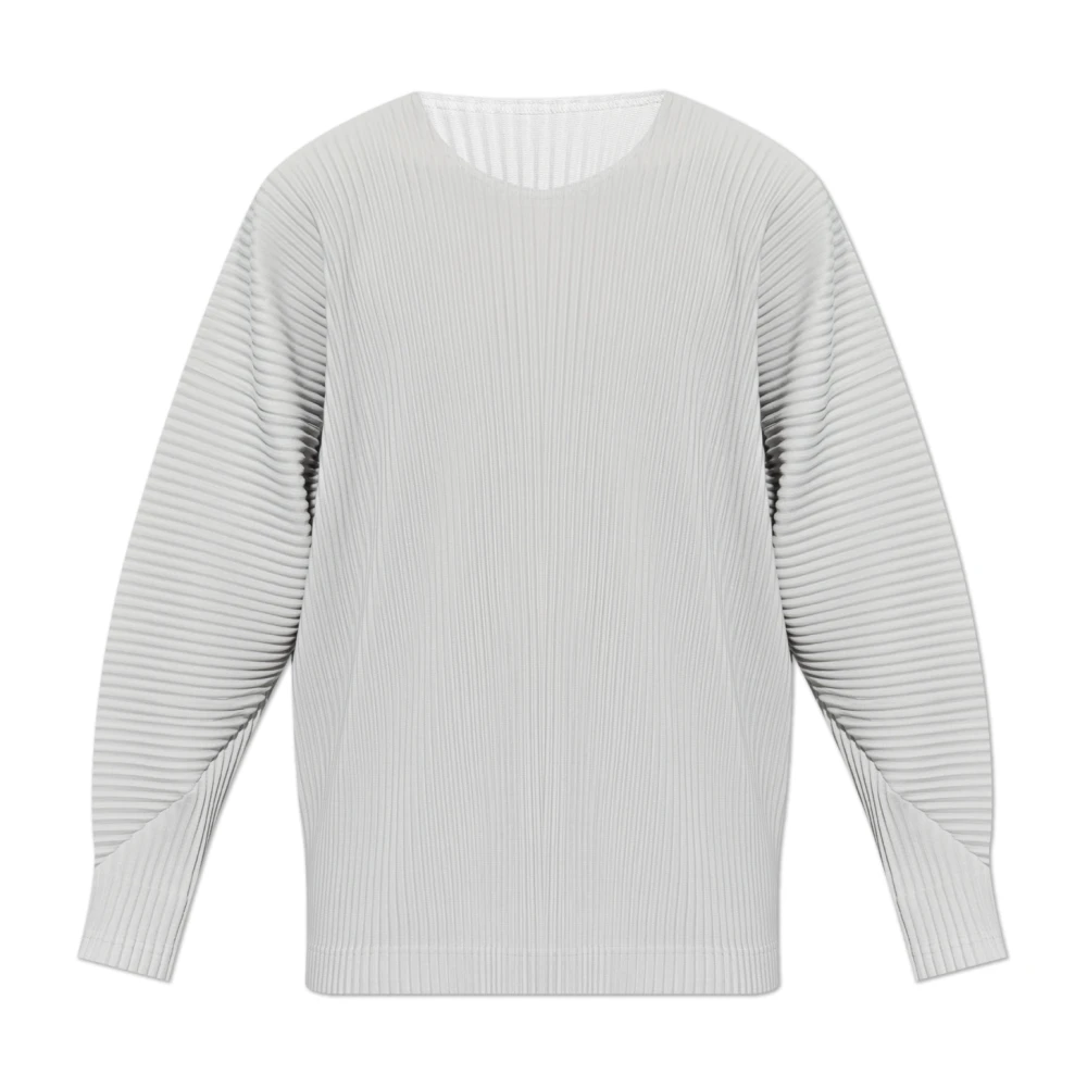 Issey Miyake Geplooide longsleeve t-shirt van Homme Plisse Gray Heren