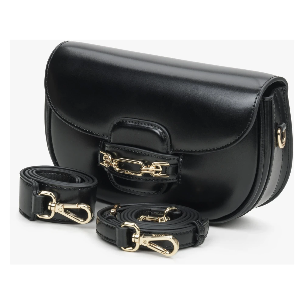Estro Dames Zwarte Schoudertas met Verstelbare Band Er00115959 Black Dames