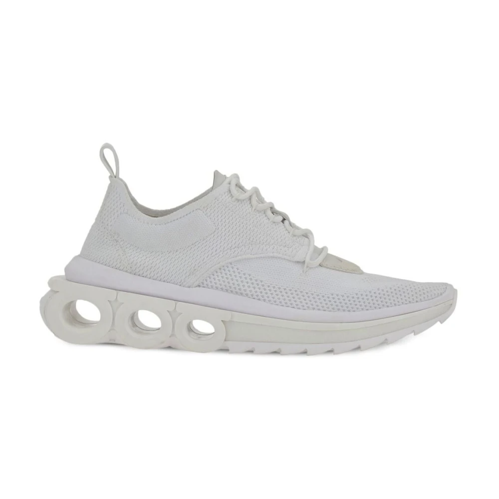 Ferragamo Witte Gancini-Plaque Lage Sneakers Heren Schoenen