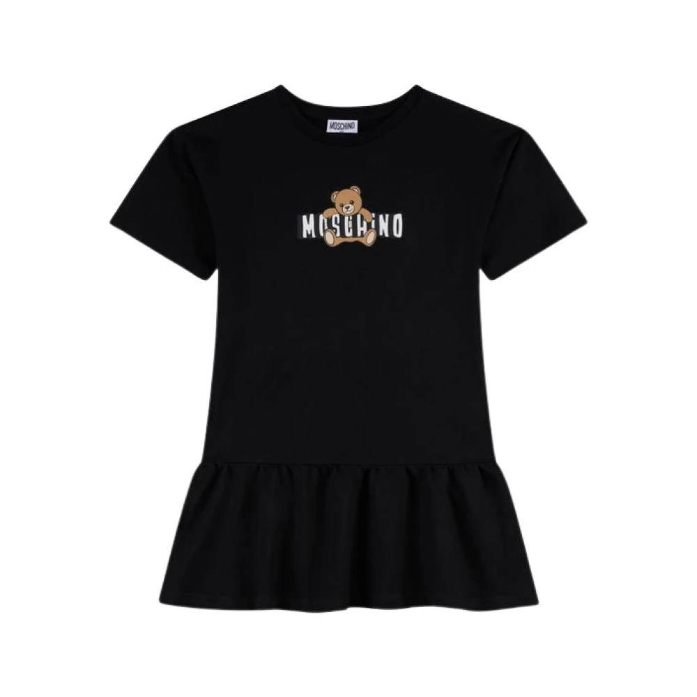 Moschino Black Dresses, Female, 8 Y, Teddy Bear Cotton Jersey Dress