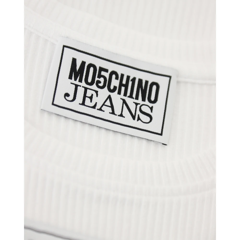 Moschino Logo Patch Cropped T-Shirt White Dames