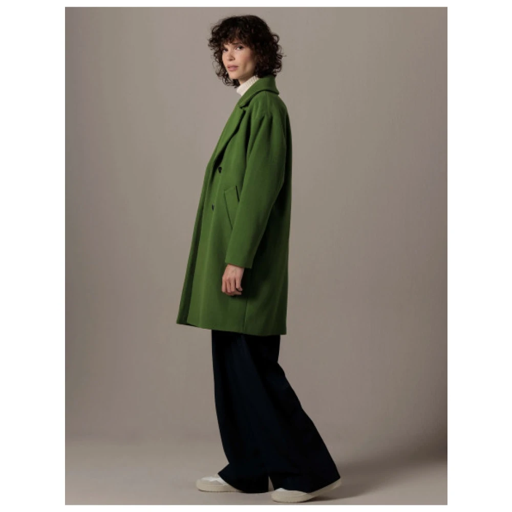 Creenstone Relaxed Fit Groene Wollen Jas Green Dames