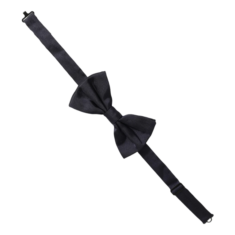 Dolce & Gabbana Men Dark Blue Silk Adjustable Neck Papillon Bow Tie - Image 2
