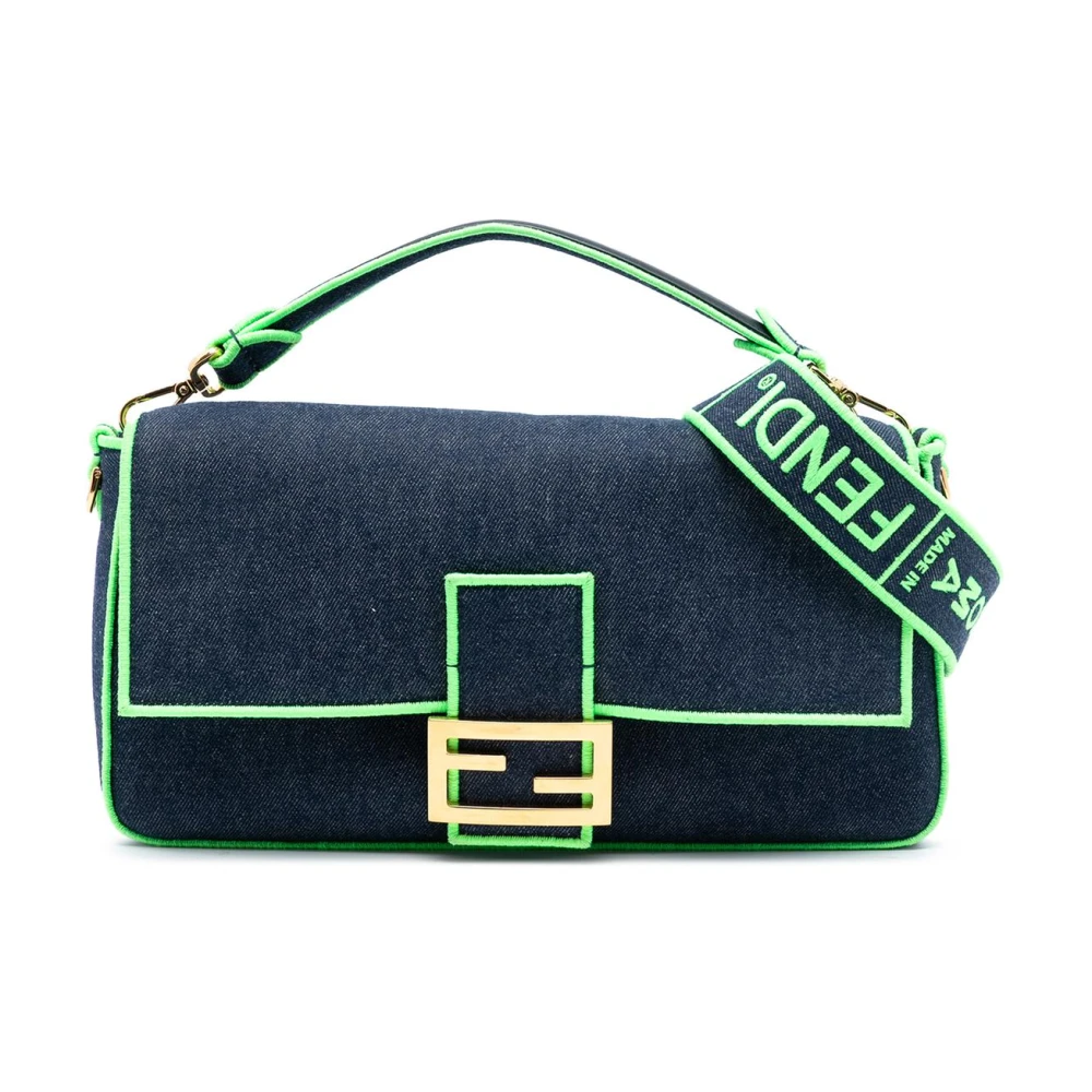 Fendi Vintage Women's Blue Pre-Owned Denim Baguette Bag