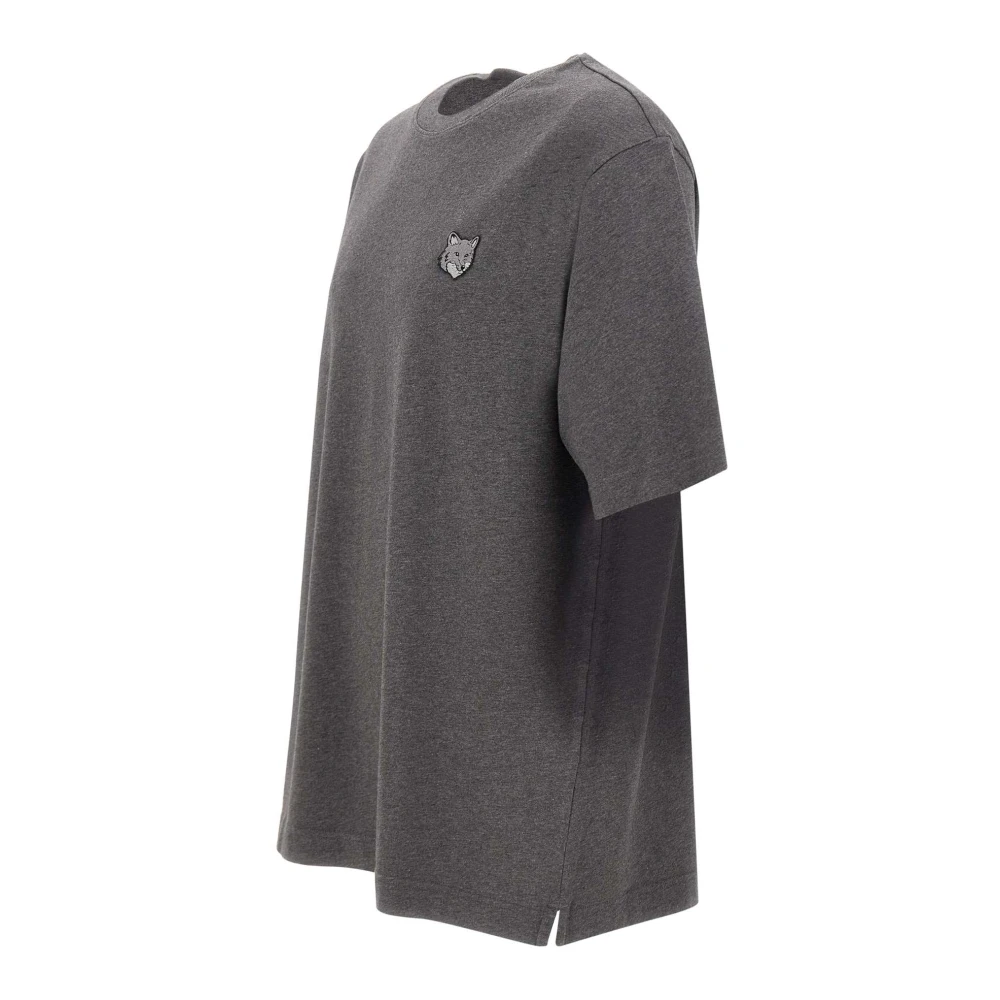 Maison Kitsuné Grijze Fox Logo T-shirt Gray Heren