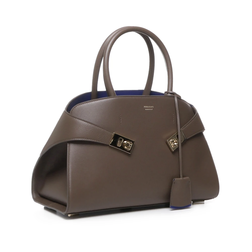 Salvatore Ferragamo Bruine Ferragamo Tassen 98% Katoen Brown Dames