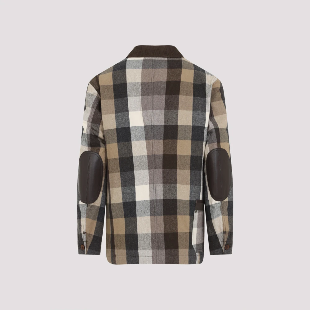 Junya Watanabe Zwart Geruite Leren Jas Multicolor Heren