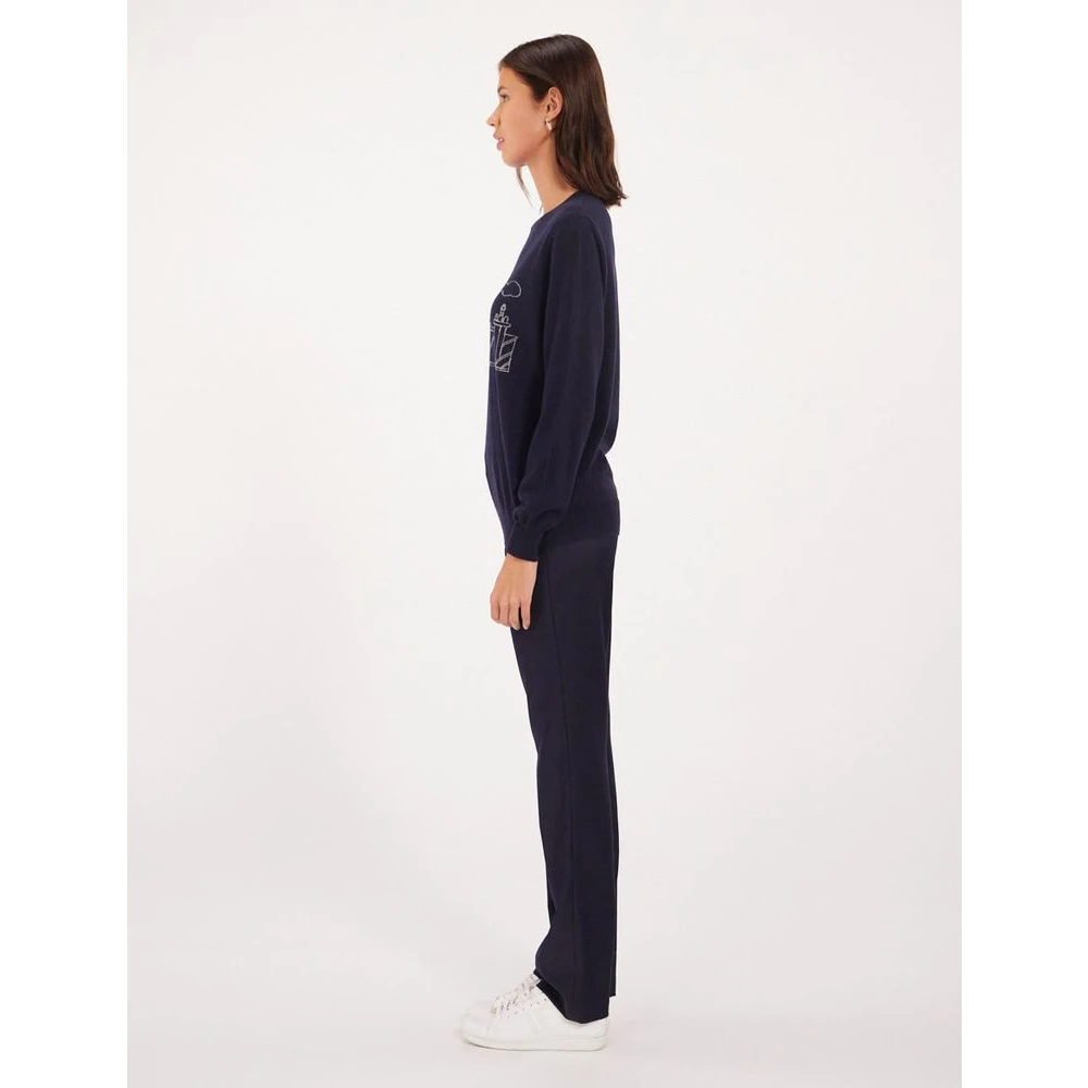Ines De La Fressange Paris Merino Wool Jumper Blue Dames