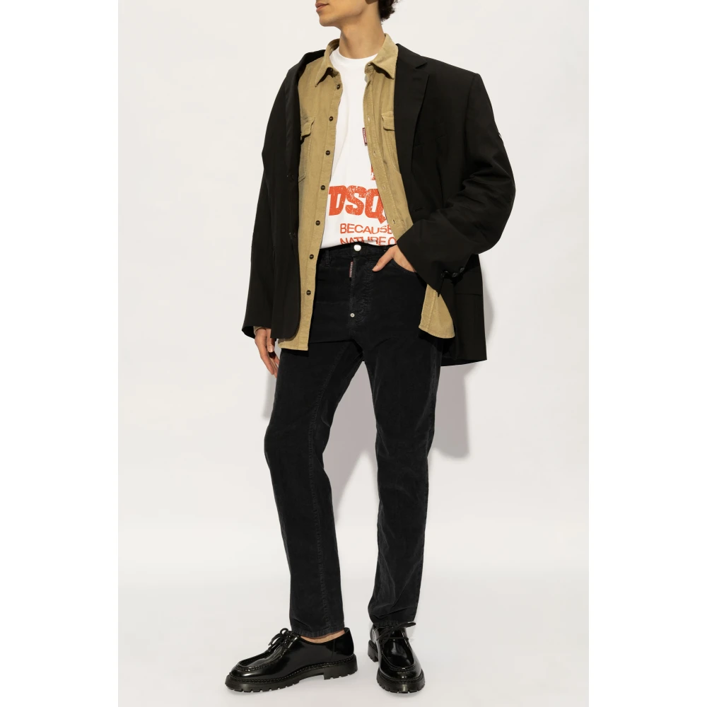 Dsquared2 Ribfluwelen overhemd Beige Heren