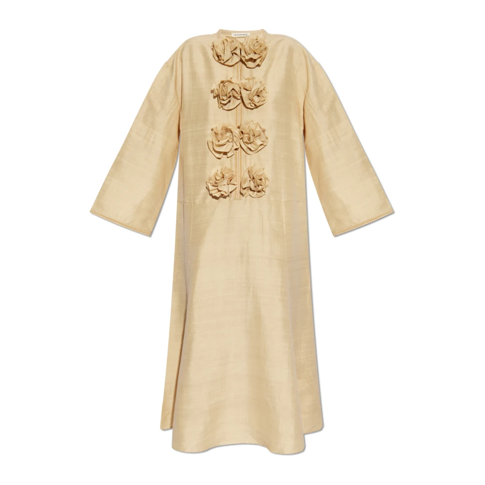 By Malene Birger Zijden Roos Lange Mouw Jurk By Herenne Birger Beige Dames
