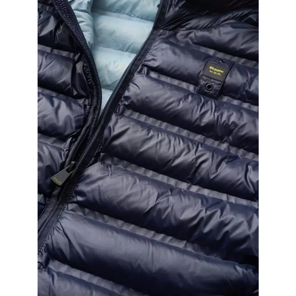 Blauer Blauwe Nylon Donsjas met Vulling Blue Heren