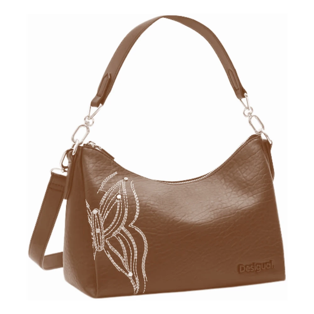 Desigual Bruine Handtas Rits Sluiting Brown Dames
