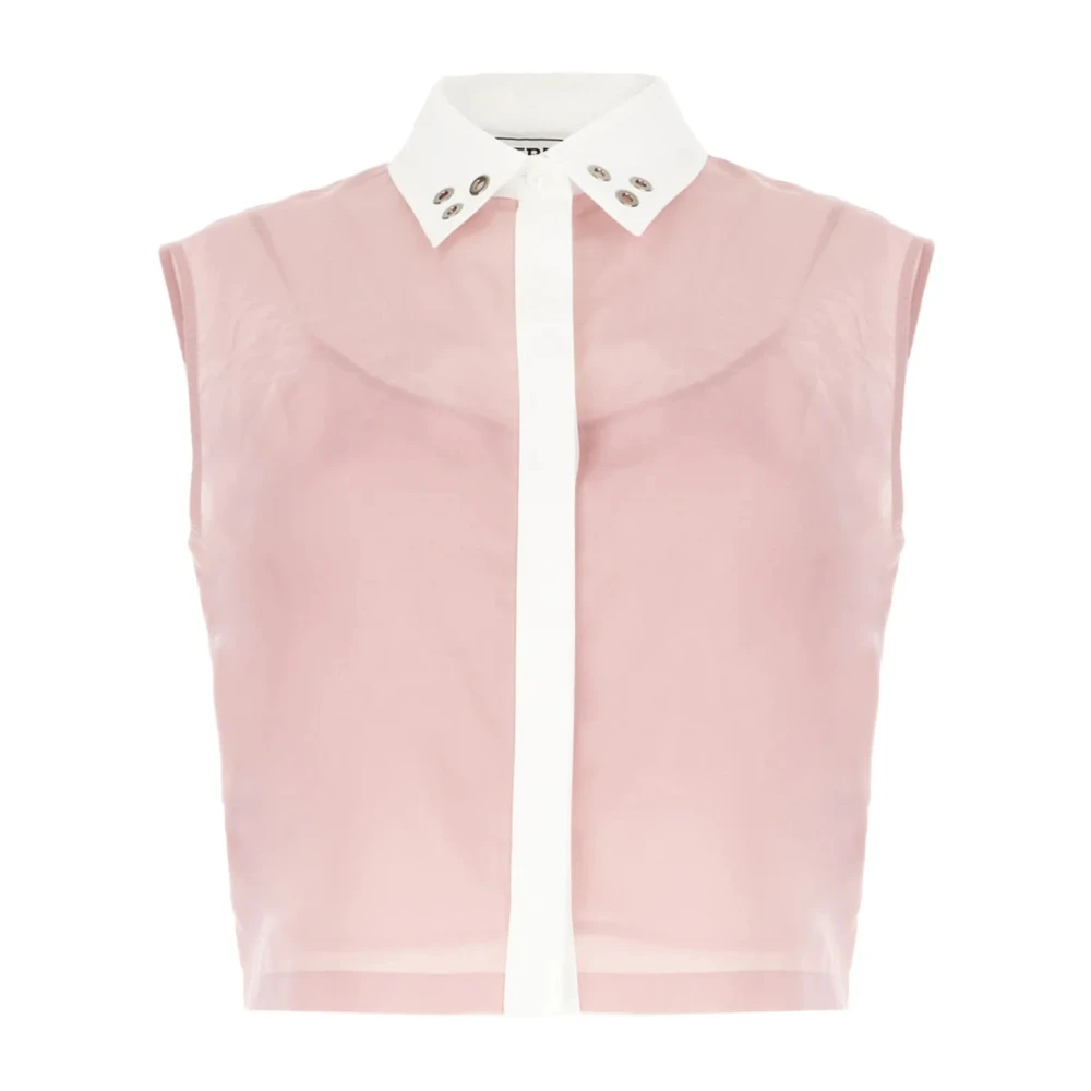 Iceberg Pink Sleeveless Tops, Female, Xs, Eyelet-Embellished Sleeveless Shirt