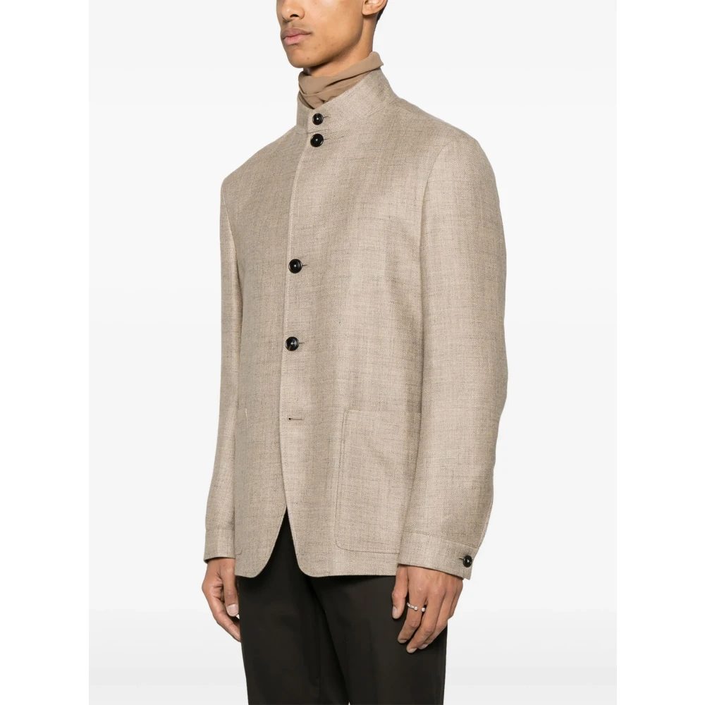 Ermenegildo Zegna Luxe Cashmere Zijde Linnen Jas Beige Heren