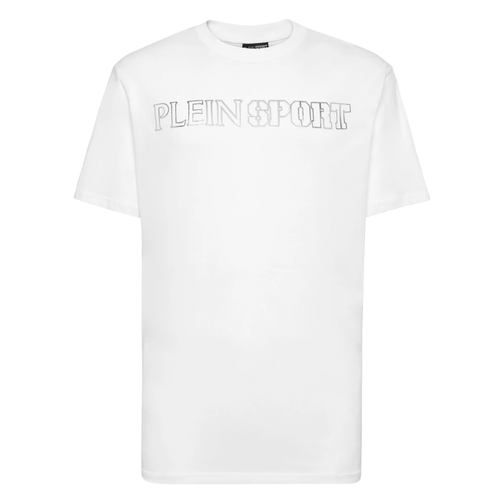 Plein Sport Men's White T-Shirt Round Neck Tiger - Training T-Shirts & Tops - M - Sport