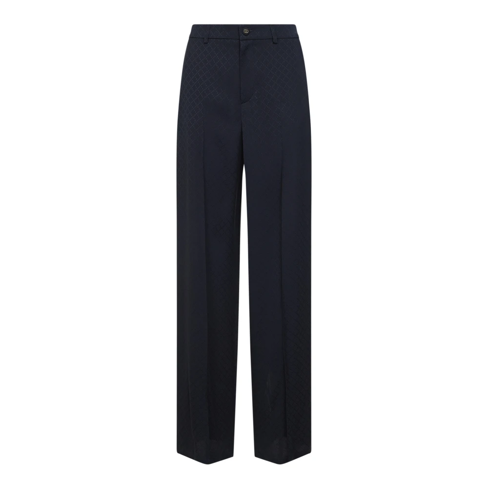 Gucci Women's Blue Silk Jacquard Trousers