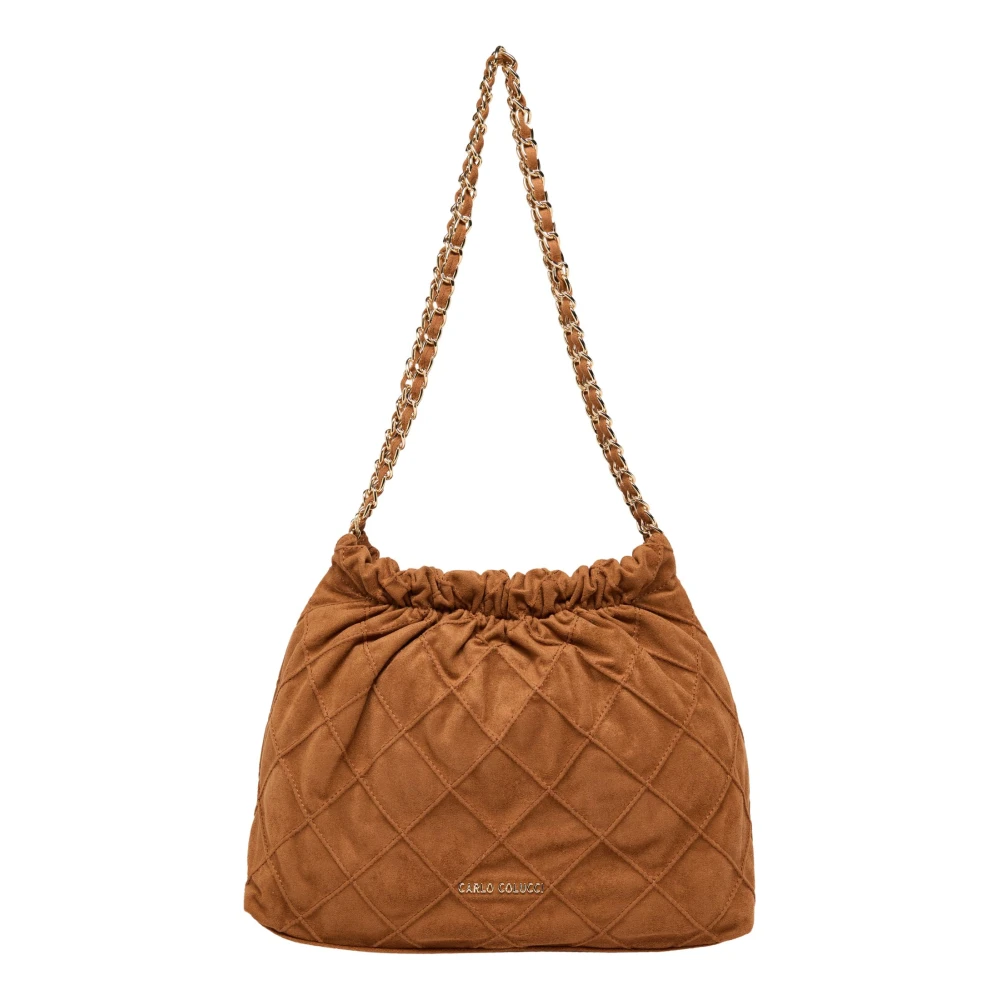 Carlo Colucci Women's Brown Suede Shoulder Bag - Shoulder Bags - One Size - Bags