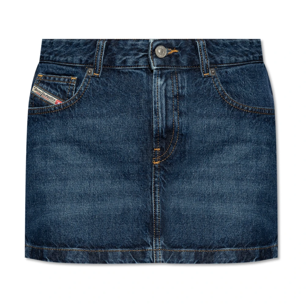 Diesel Blauwe Denim Rok met Iconische Zak Blue Dames