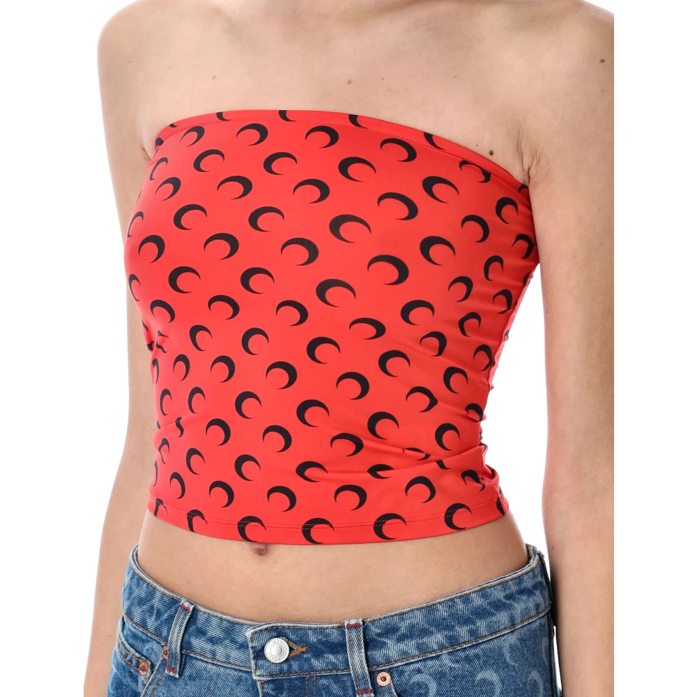 Marine Serre Maan Jersey Tube Top Rood Red Dames