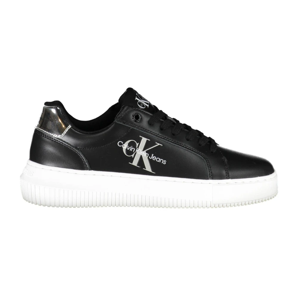 Calvin Klein Women's Black Sporty Trainers With Contrast Details Size 7 Uk