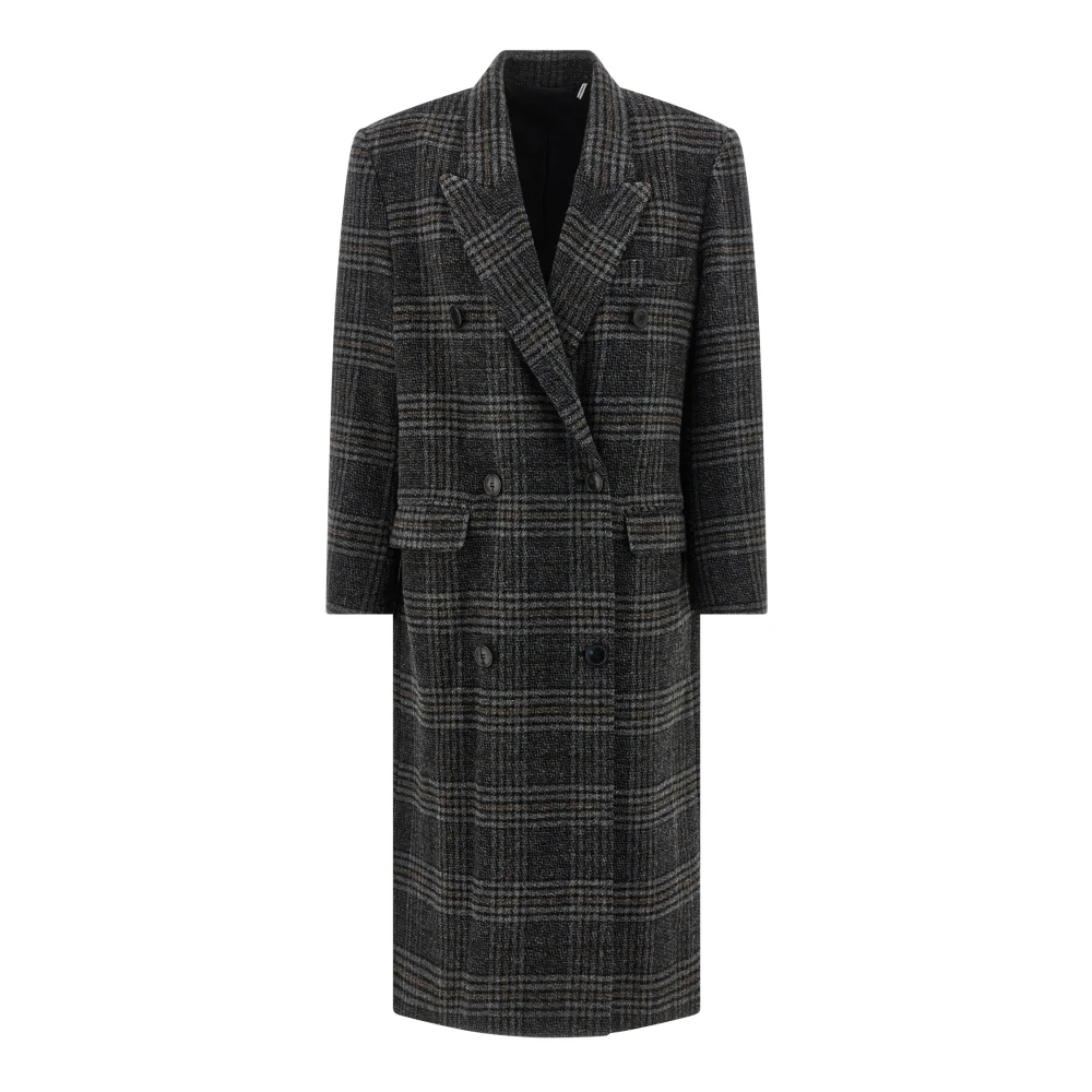 Marant Étoile Grå Lexana Lång Rutig Kappa