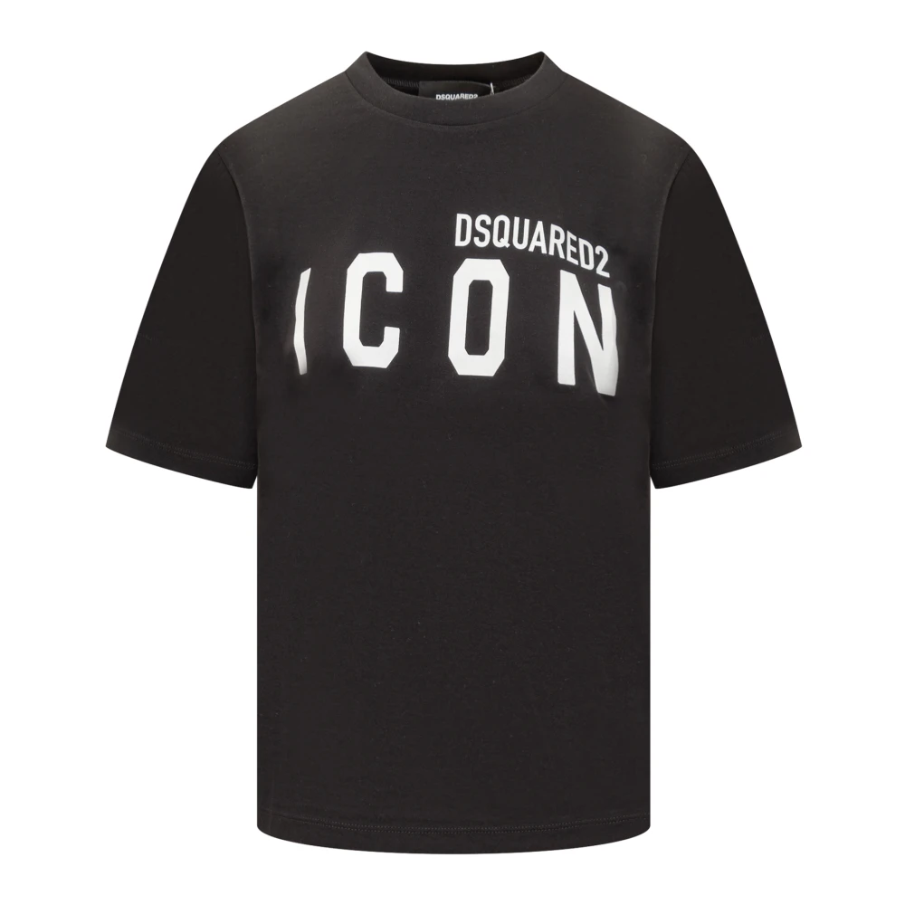 Dsquared2 Zwart T-shirt met Ronde Hals en Tekst Black Dames