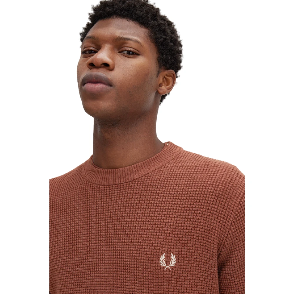 Fred Perry Bruine Crew Neck Sweater Aw24 Brown Heren
