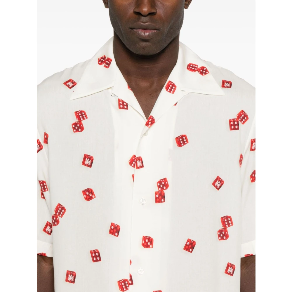 Amiri Witte Knopenblouse met Bedrukt Logo White Heren