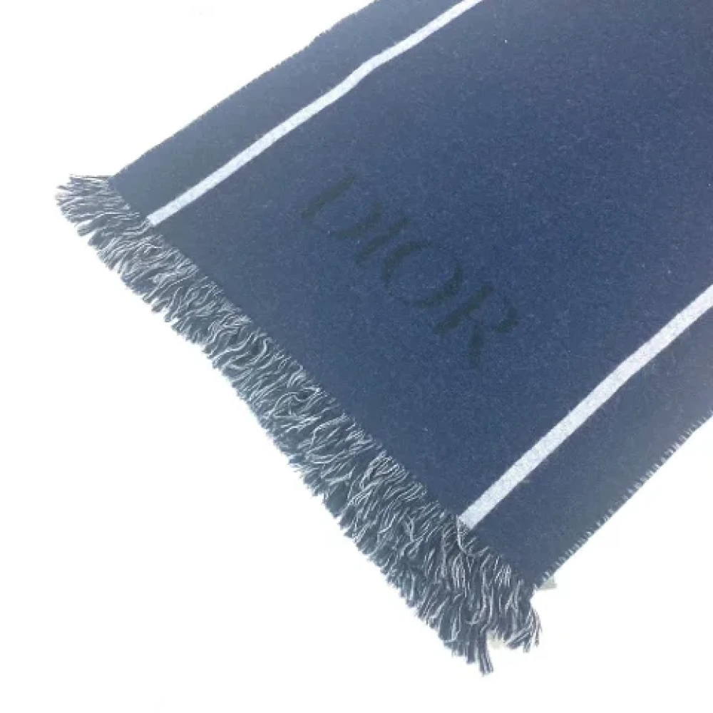 Dior Vintage Pre-owned Wool scarves Blue Dames