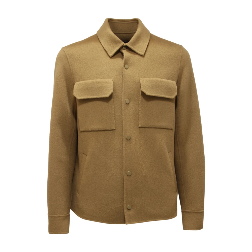 Alpha Studio Men's Green Wool Coat Shirt Jacket Lichene Style
