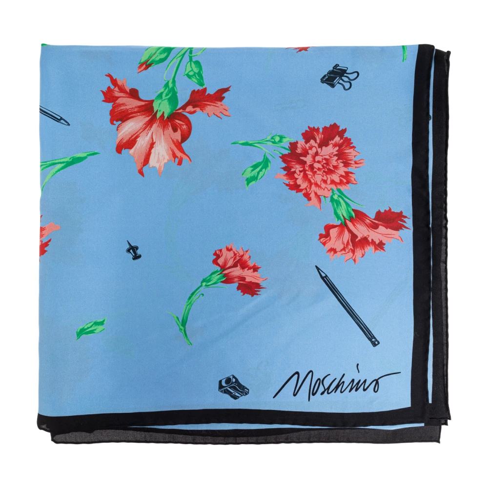 Moschino Zijden sjaal met bloemmotief Blue Dames